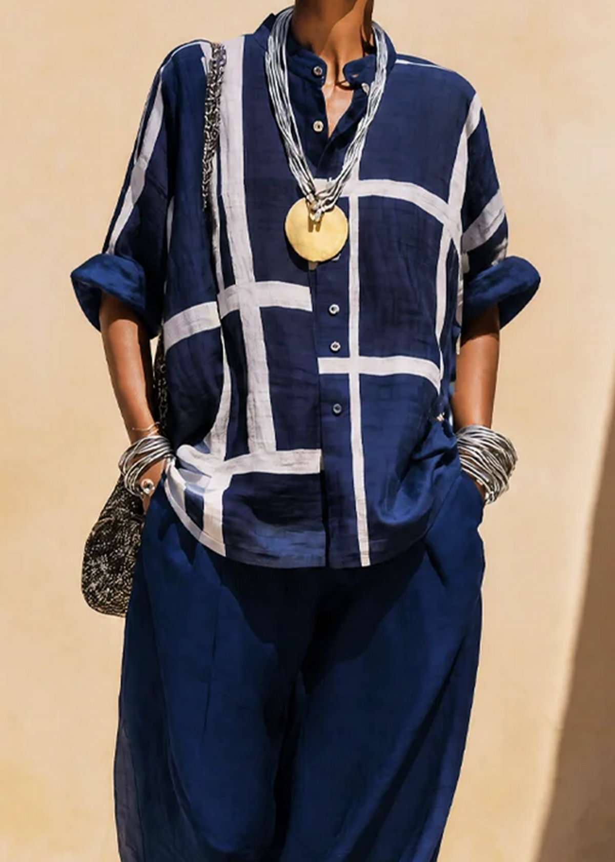Genevieve™ Grid Print Two-Piece Set
