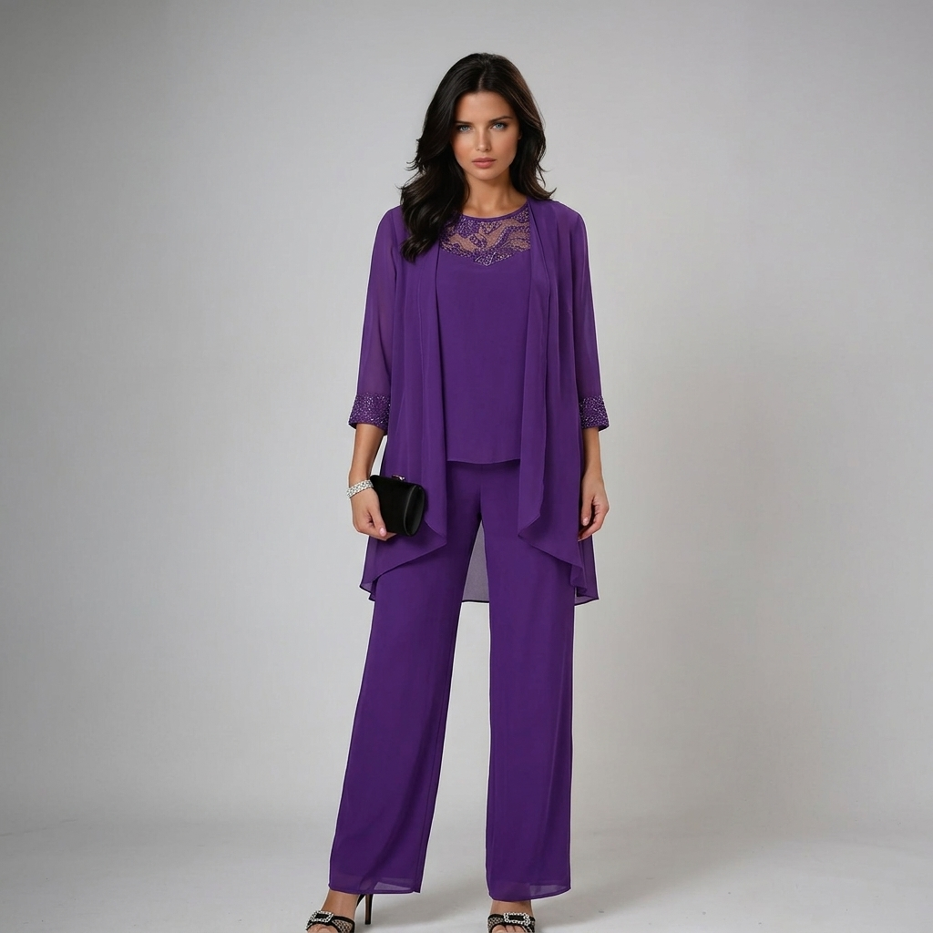 Iva | Lace Trim Three Piece Set